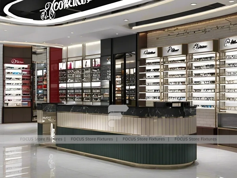 Luxury Black Vision Flagship Interior for Premium Eyewear Boutique
