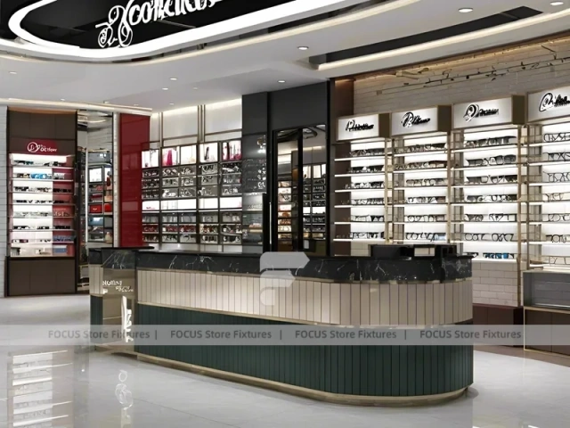 Luxury Black Vision Flagship Interior for Premium Eyewear Boutique