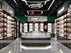 Luxury Black Vision Flagship Interior with Curved Reception Showcase
