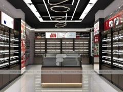 Luxury Black Vision Flagship Interior with Curved Reception Showcase