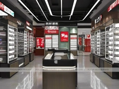 Luxury Black Vision Flagship Interior with Curved Reception Showcase