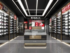 Luxury Black Vision Flagship Interior with Curved Reception Showcase