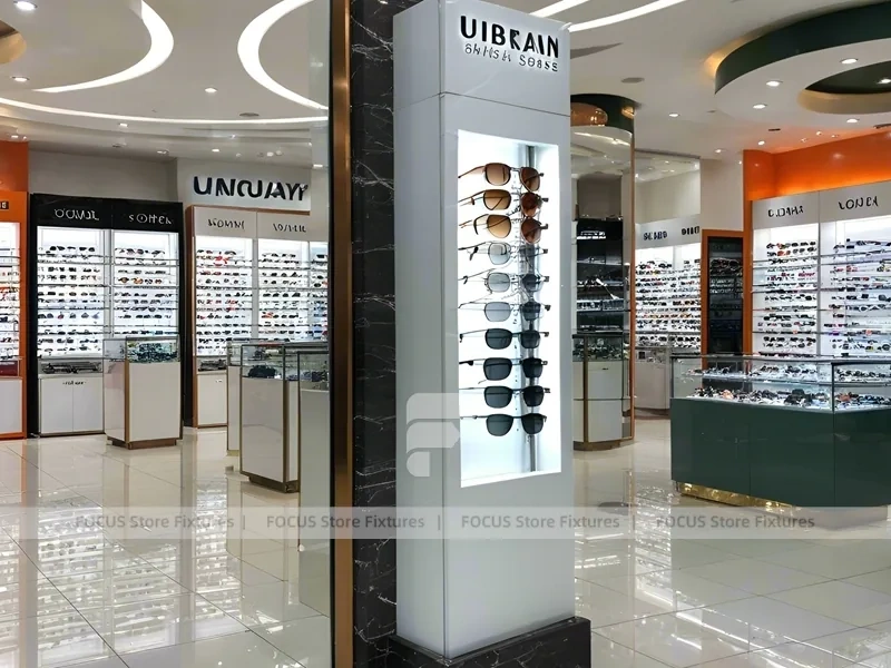 Mall Orange Eyewear Column Gallery with Open Mall Showcase