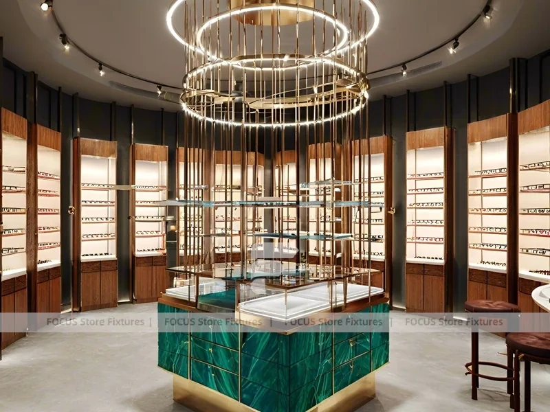Mint Bronze Vision Retail Showcase with Consultation Corner Seating