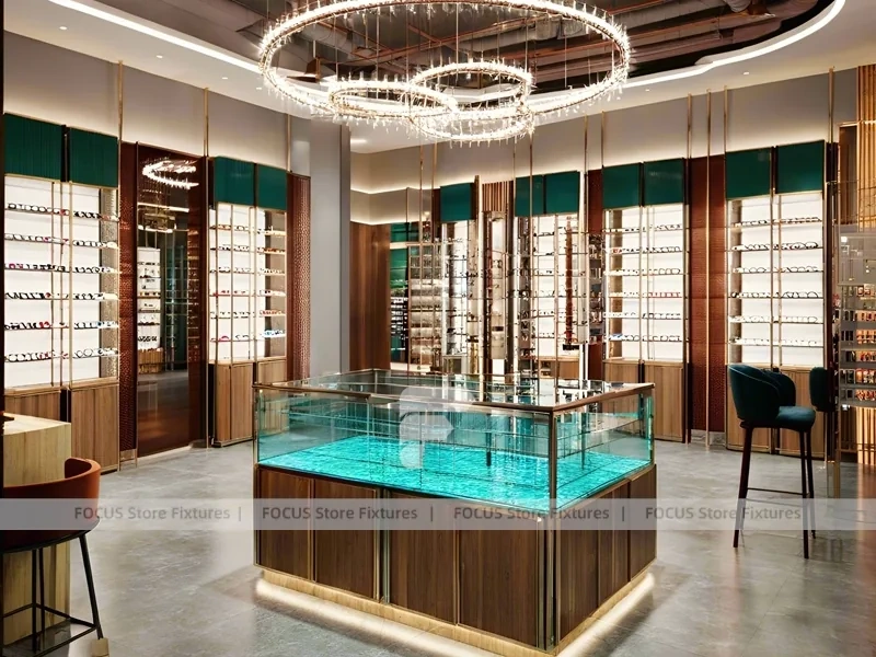 Mint Bronze Vision Retail Showcase with Consultation Corner Seating