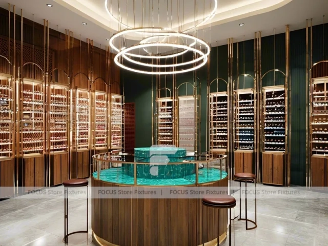 Mint Bronze Vision Retail Showcase with Consultation Corner Seating