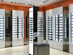 Orange Accent Eyewear Column Gallery with Illuminated Pillar Towers