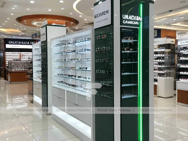 Orange Accent Vision Retail Zone with Illuminated Pillar Towers