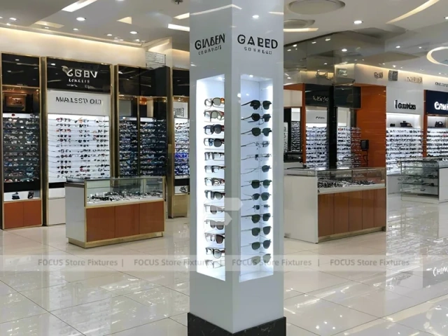 Orange Accent Vision Retail Zone with Illuminated Pillar Towers