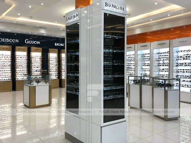 Orange Accent Vision Retail Zone with Illuminated Pillar Towers