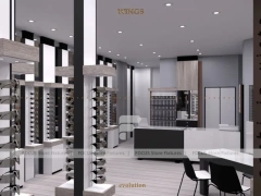 Pastel Mint Eyewear Retail Interior with Rounded Entry Portal