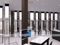 Pastel Mint Eyewear Retail Interior with Rounded Entry Portal