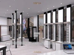 Pastel Mint Eyewear Retail Interior with Rounded Entry Portal