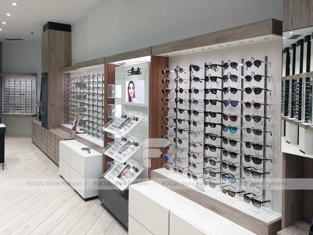Pastel Mint Eyewear Retail Interior with Rounded Entry Portal