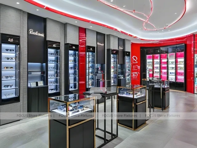 Performance Red Vision Retail Stage with Central Demo Podium