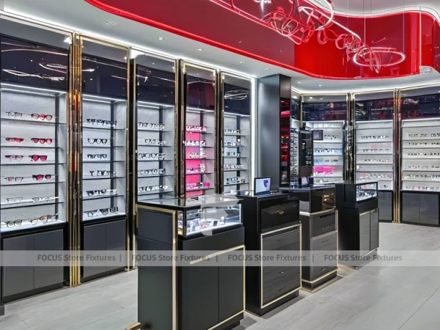 Performance Red Vision Retail Stage with Central Demo Podium