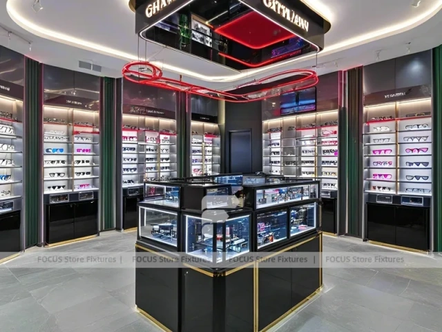 Performance Red Vision Retail Stage with Central Demo Podium