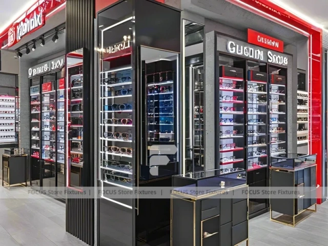 Performance Red Vision Retail Stage with Central Demo Podium