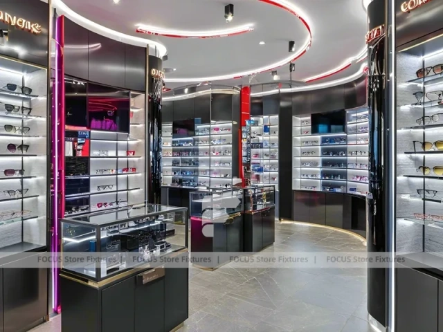 Performance Red Vision Retail Stage with Central Demo Podium