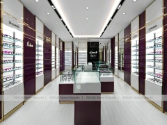 Plum Accent Eyewear Wall Gallery with Plum Vertical Panels