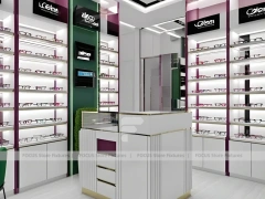 Plum Accent Eyewear Wall Gallery with Plum Vertical Panels