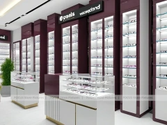 Plum Accent Eyewear Wall Gallery with Plum Vertical Panels
