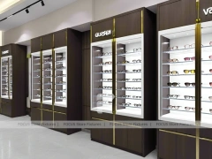 Plum Accent Optical Boutique Display with Plum Vertical Panels