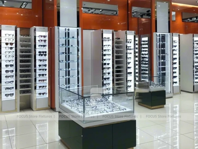 Precision Black Optical Display Corridor with Open Feature Spine