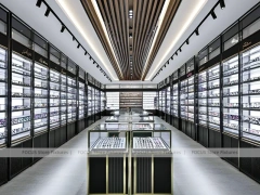 Precision Black Optical Display Corridor with Open Feature Spine