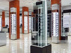 Precision Black Optical Display Corridor with Open Feature Spine