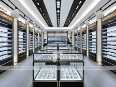 Precision Black Optical Display Corridor with Open Feature Spine