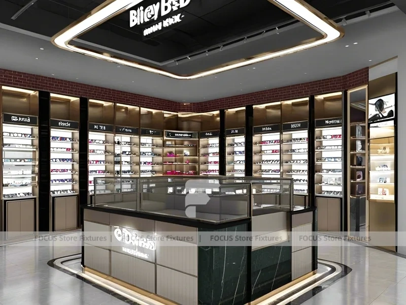 Premium Charcoal Optical Luxury Boutique with Ring-Lit Ceiling Feature