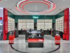 Red Neon Vision Retail Stage with Racing-Inspired Ceiling Feature
