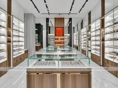 Refined Modular Vision Display Suite with Tall Perimeter Wall Bays