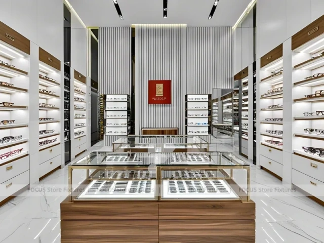 Refined Modular Vision Display Suite with Tall Perimeter Wall Bays