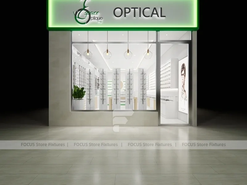 Retail Concept Optical Concept Fixture with Lightbox Feature Wall