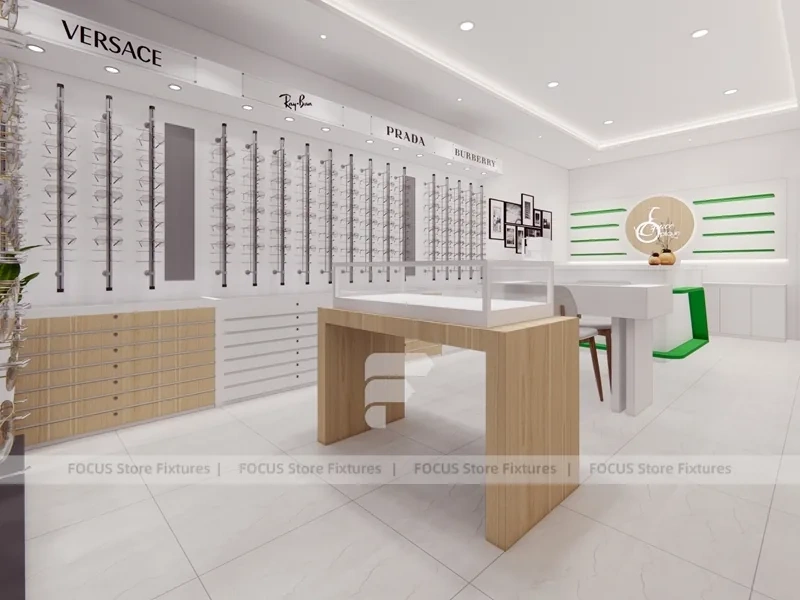 Retail Concept Optical Concept Fixture with Lightbox Feature Wall