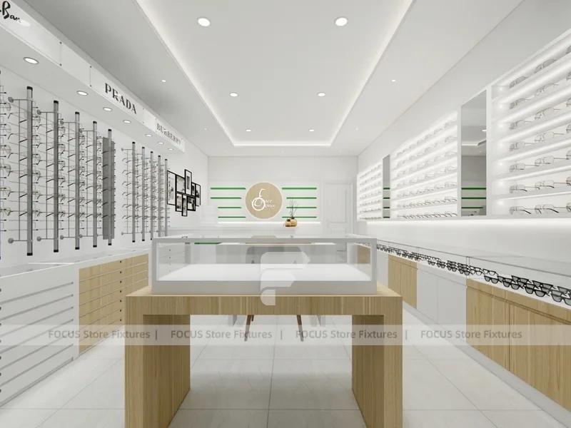 Retail Concept Optical Concept Fixture with Lightbox Feature Wall