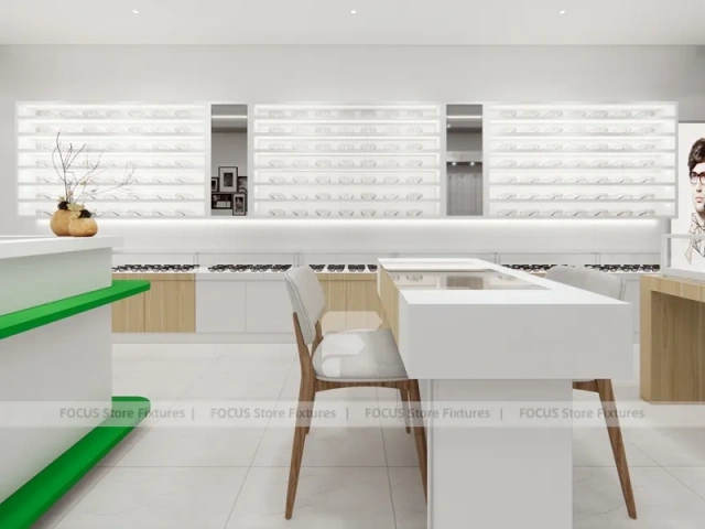 Retail Concept Optical Concept Fixture with Lightbox Feature Wall