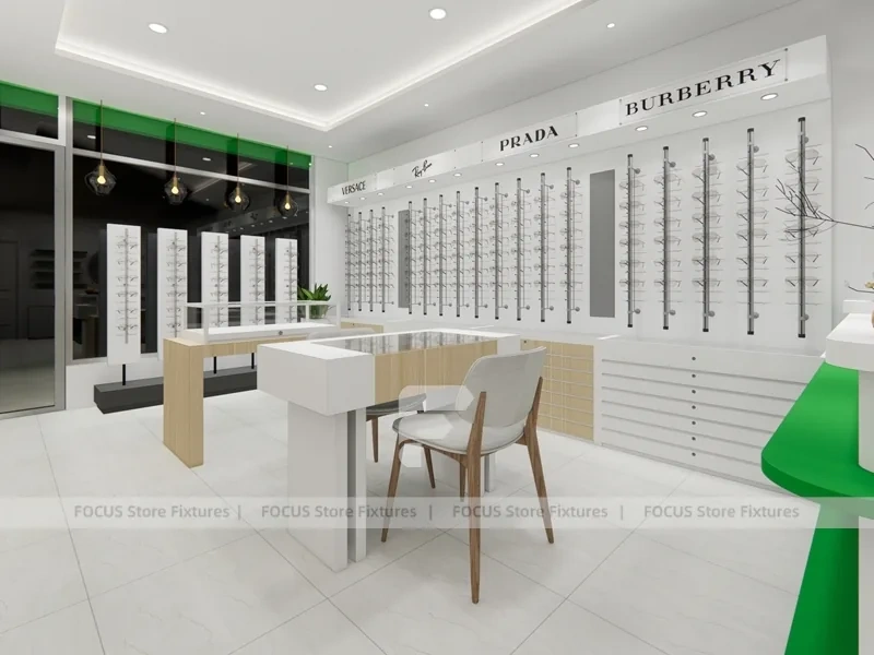 Retail Concept Optical Concept Fixture with Lightbox Feature Wall