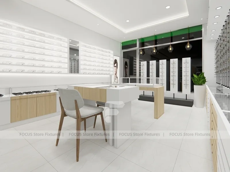 Retail Concept Optical Concept Fixture with Lightbox Feature Wall