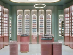 Sage and Blush Eyewear Styling Room with Soft Hospitality Seating