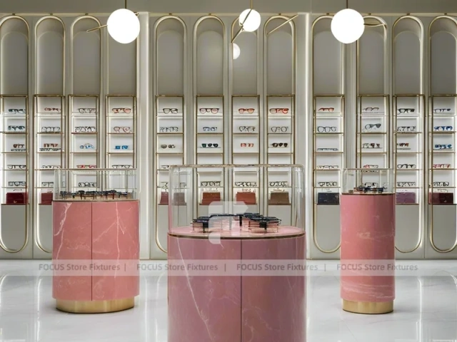 Sage and Blush Eyewear Styling Room with Soft Hospitality Seating