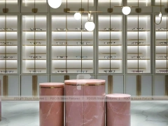 Sage and Blush Eyewear Styling Room with Soft Hospitality Seating