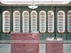Soft Rose Eyewear Styling Room with Consultation Table Center