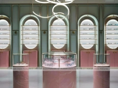 Soft Rose Optical Consultation Lounge with Consultation Table Center