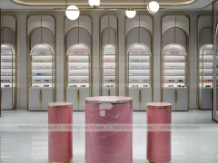 Soft Rose Optical Consultation Lounge with Consultation Table Center