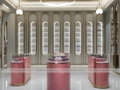Soft Rose Optical Consultation Lounge with Consultation Table Center