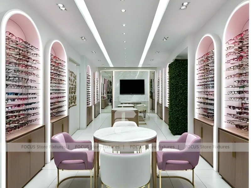 Soft Rose Vision Boutique Salon with Consultation Table Center