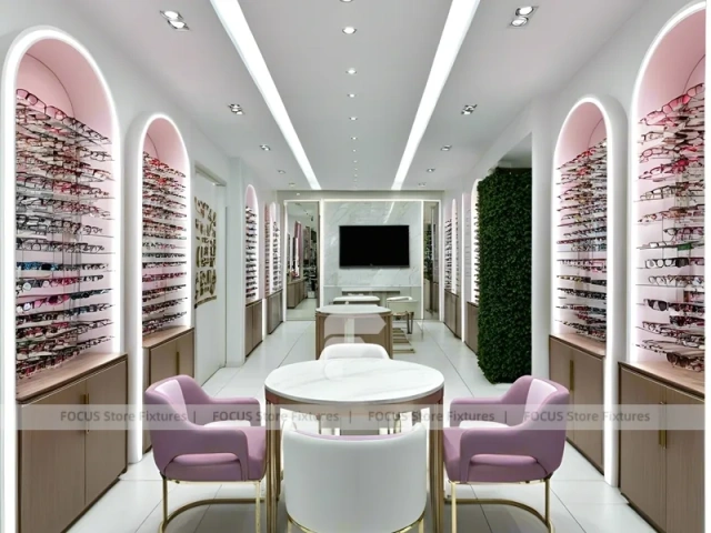 Soft Rose Vision Boutique Salon with Consultation Table Center